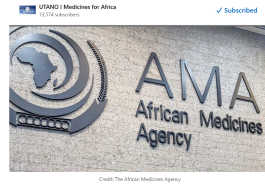 UTANO Medicines for Africa newsletter featuring the African Medicines Agency